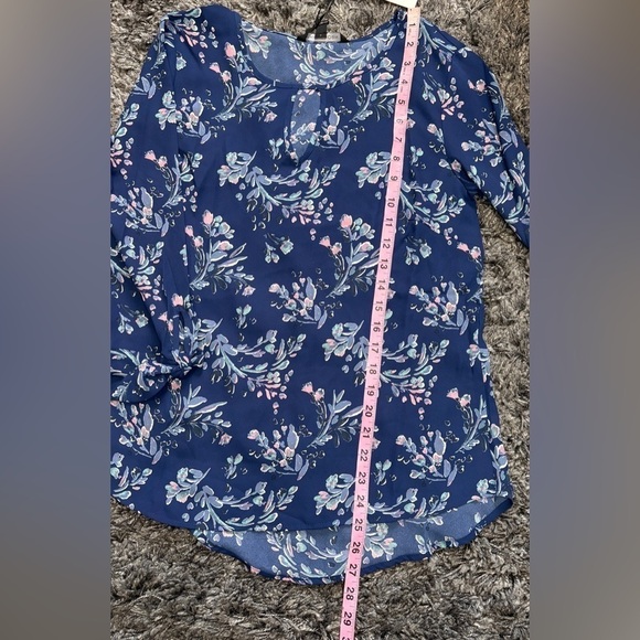 41 Hawthorn Blue Floral Sheer Long Sleeve Tie Wrist Blouse Size S NWT - Picture 9 of 12